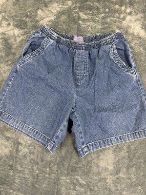 Laura Scott Womens Elastic Waist Denim Shorts M 100% Cotton Blue